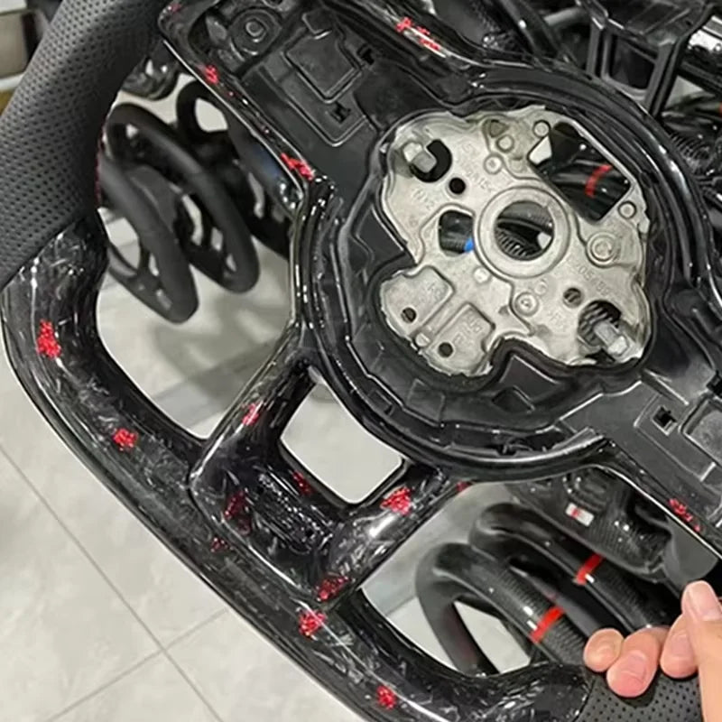 Suitable for Volkswagen Golf 7 MK7 MK7.5 GTI R GTD GTE Passat b8 Tiguan, truly forged carbon fiber steering wheel, blue and red
