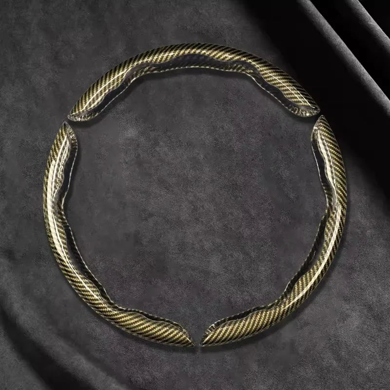 2/3PCS Laser Carbon Fiber Silicone Car Steering Wheel Cover 1K Micro Fiber Leather PVC Wheel Booster Cover Non-Slip Universal