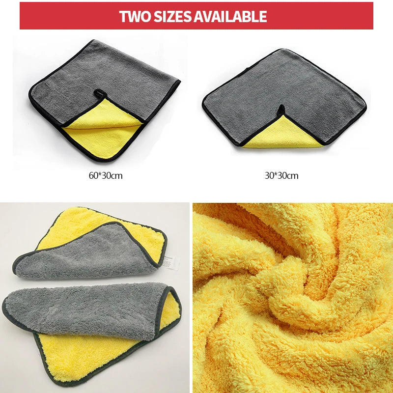 SEAMETAL Microfiber Car Wash Towel Ultra-Soft Scratch-Free Car Cleaning Towel Double-Side 400GSM Drying Cloth High Absorbency