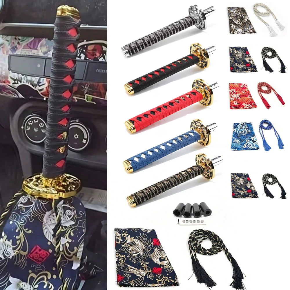 Universal Dust Cover Shift Knob Collars With Adapters With 150mm200MM JDM Katana Samurai Sword Shift Knob Shifter car gear lever