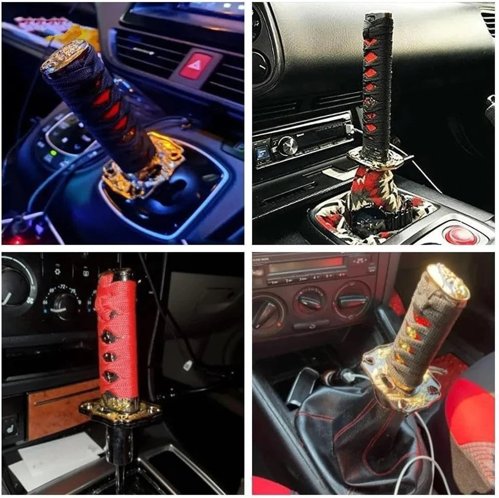 Universal Dust Cover Shift Knob Collars With Adapters With 150mm200MM JDM Katana Samurai Sword Shift Knob Shifter car gear lever